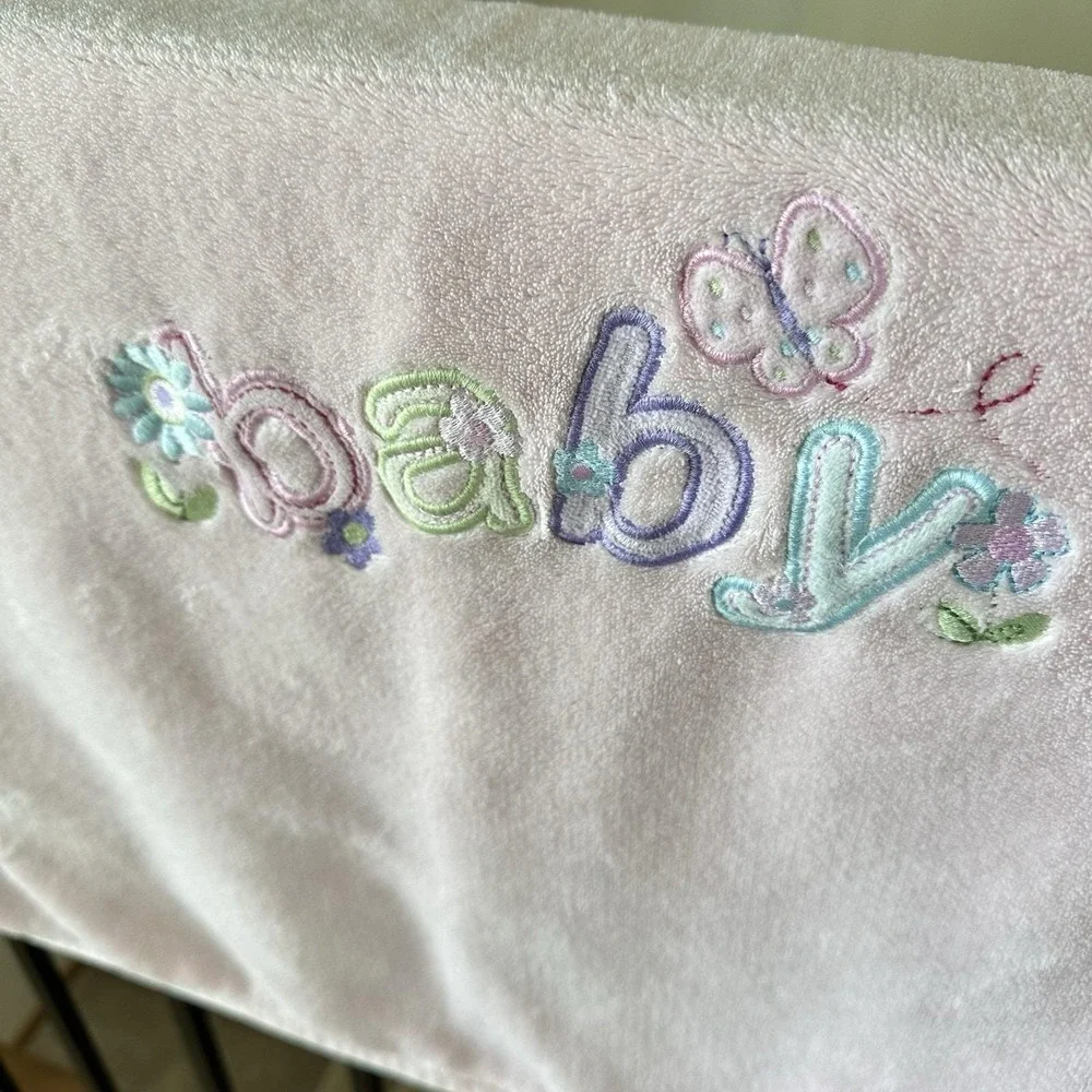 Just Born Baby Girl‎ Pink Butterflies Flowers Blanket Lovey Snuggle Soft VTG